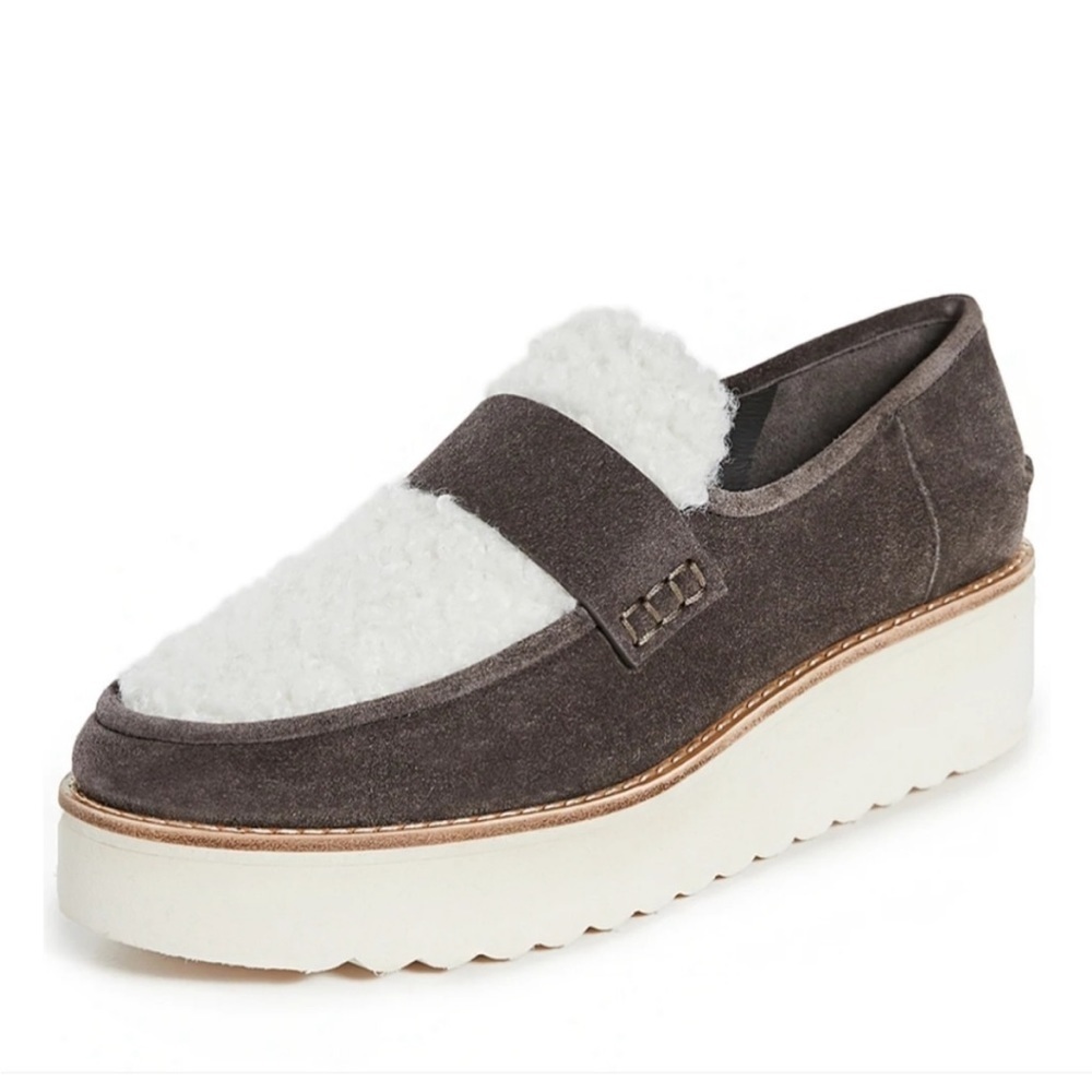 Vince Shearling Zola Suede Slip On Platform Loafer 6.5 - Picture 3 of 11
